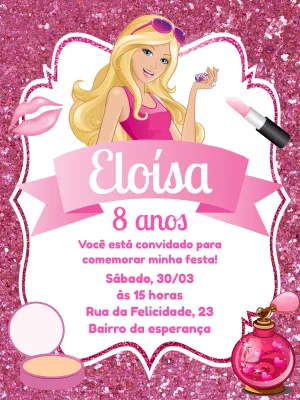 Invitación de cumpleaños Barbie – Estático – Pedro Henrique