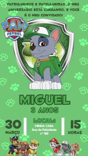 Invito di compleanno Paw Patrol – Statico – Pedro Henrique