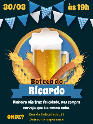Convite de Aniversário Tema Boteco Editável Online