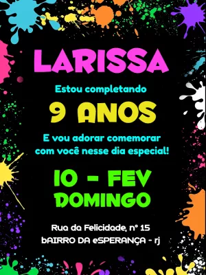 Convite de Aniversário Balada Neon para Editar Online