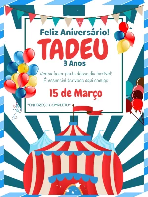 Invitation d'anniversaire Cirque – Statique – Wolf Designer