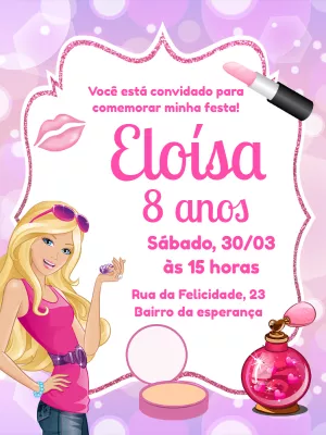 Invitación de cumpleaños Barbie – Estático – Pedro Henrique