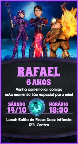 Convite de Aniversário Caçadores de Trolls para Editar Online