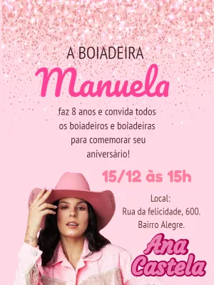 Invito di compleanno Cowgirl – Statico – Bella Liz Convites