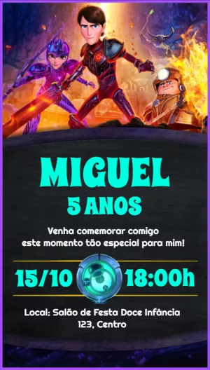 Convite Aniversário Caçadores de Trolls para Editar Online