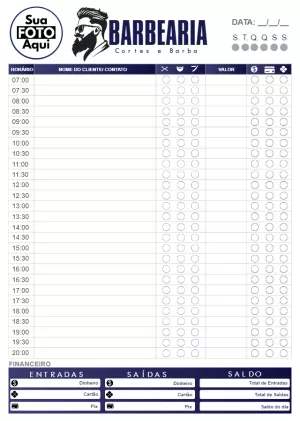 Folha de Agendamento Barbearia Editável Online para Imprimir