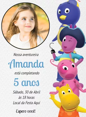 Convite Aniversário Backyardigans com Foto para Editar Online