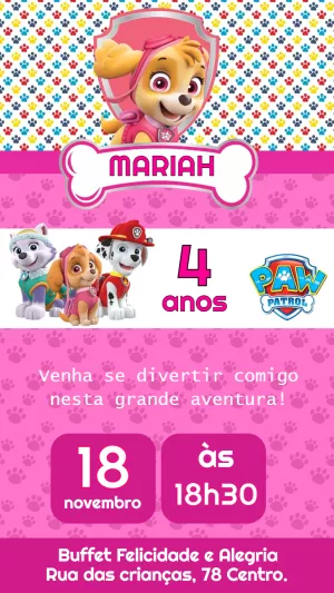 Invito di compleanno Paw Patrol – Statico – Felicity Artes