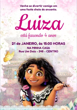 Convite de Aniversário Encanto com Mirabel para Editar Online