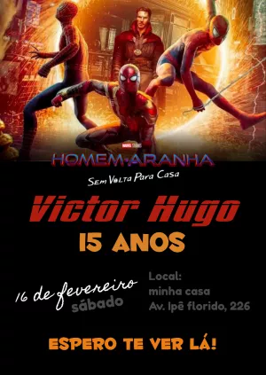 Convite Aniversário Homem Aranha Sem Volta Para Casa para Editar