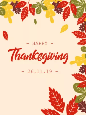 Happy Thanksgiving Post with Autumn Leaves to Edit Online