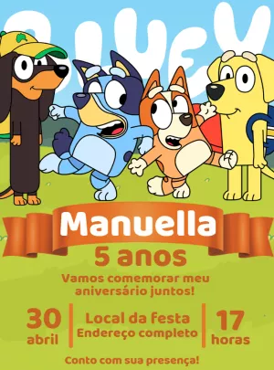 Invito di compleanno Bluey – Statico – Decore Arte