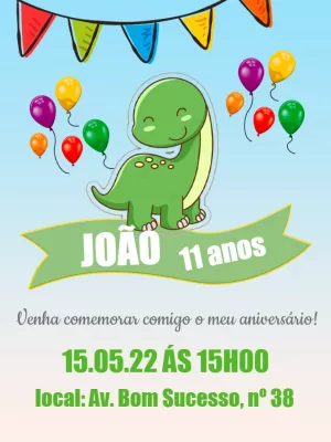 Invitación de cumpleaños Dinosaurio – Estático – Augusto Renan