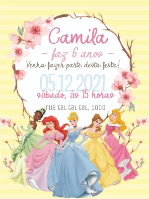 Invitación de cumpleaños Princesas – Estático – Amora Arte e Design