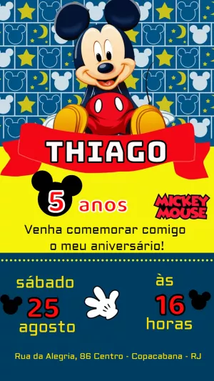 Mickey Mouse Birthday Invitation – Static – Felicity Artes