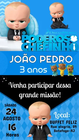 Convite de Aniversário O Poderoso Chefinho para Editar Online