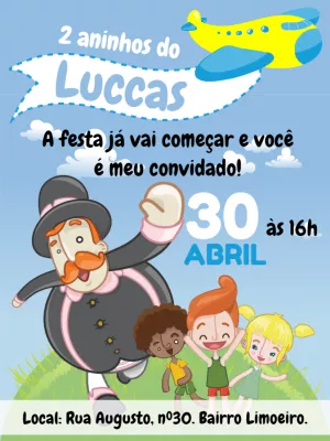 Convite Aniversário Mundo Bita com Personagens para Editar