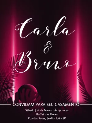 Convite de Casamento Neon Moderno para Editar Online