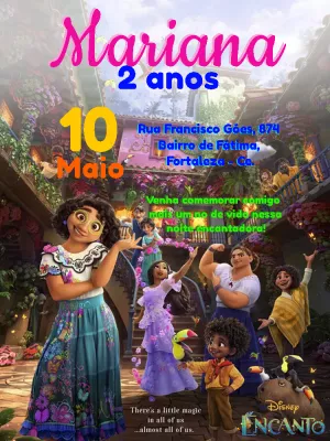 Convite de Aniversário Encanto com Personagens para Editar