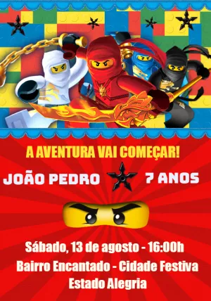 Convite de Aniversário Lego Ninjago para Editar Online