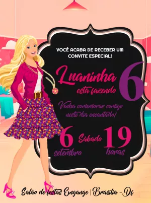 Convite de Aniversário da Barbie Editável Online