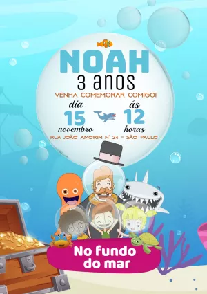 Convite Aniversário Mundo Bita Fundo do Mar para Editar