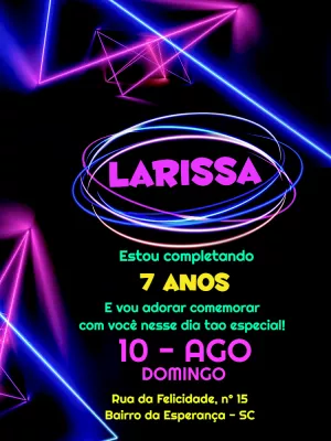 Convite de Aniversário Balada Neon para Editar Online
