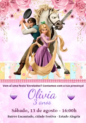 Convite de Aniversário Enrolados com Rapunzel para Editar