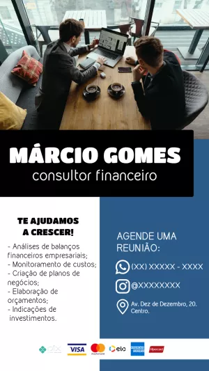 Cartão de Visita Consultor Financeiro Moderno para Editar Online