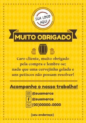 Cartão de Agradecimento Cerveja para Editar Online