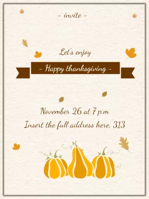 Thanksgiving Invitation with Pumpkins to Edit Online