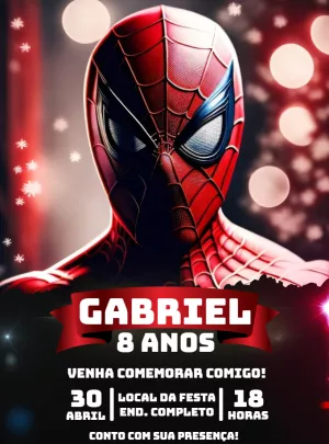 Convite de Aniversário Homem Aranha para Editar Online