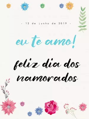Cartão Dia dos Namorados com Flores Aquarela para Editar Online