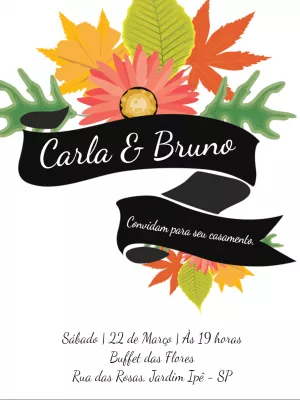 Convite de Casamento Outono com Folhas para Editar Online
