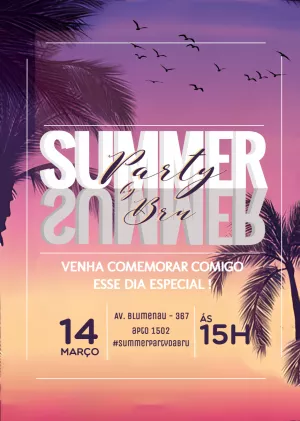 Convite Aniversário Tardezinha Summer Party para Editar Online