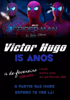 Convite de Aniversário Homem Aranha para Editar Online