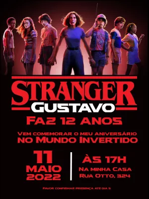 Convite Stranger Things Editável Online para Festa de Aniversário