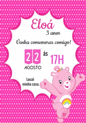 Convite Aniversário Ursinhos Carinhosos Animadinha para Editar