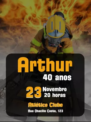 Convite de Aniversário Bombeiros Heróis para Editar Online
