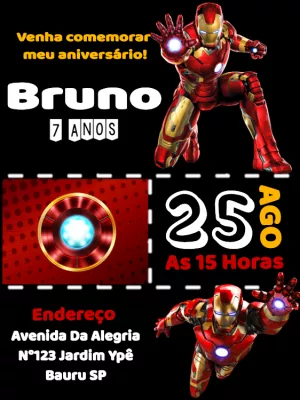 Convite de Aniversário Homem de Ferro para Editar Online