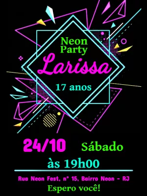 Convite de Aniversário Balada Neon para Editar Online