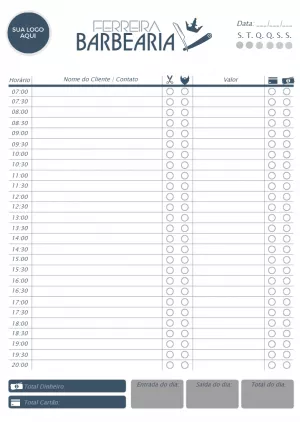 Folha de Agendamento para Barbearia Editável Online