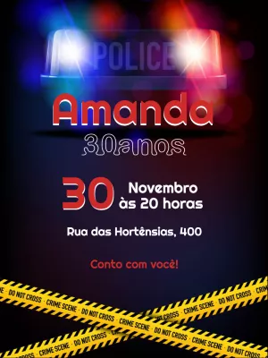 Convite de Aniversário Policial para Editar Online e Imprimir