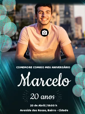 Convite de Aniversário Masculino com Foto para Editar Online