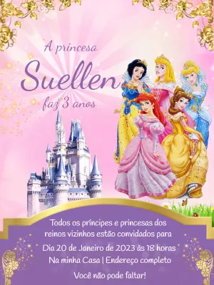 Invitación de cumpleaños Princesas – Estático – Jonathan Fiuza