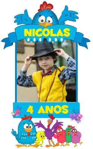 Topper de Bolo Galinha Pintadinha com Foto para Editar Online