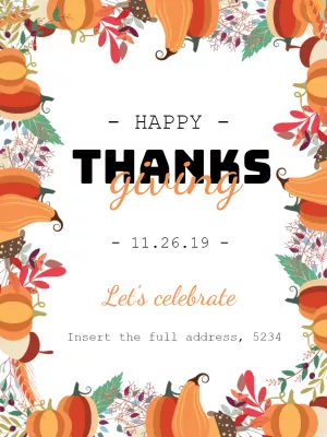 Editable Thanksgiving Invitation with Pumpkins and Leaves