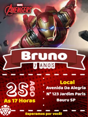 Convite de Aniversário Homem de Ferro para Editar Online
