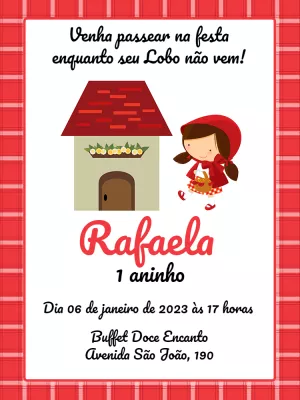 Convite de Aniversário Chapeuzinho Vermelho para Editar Online