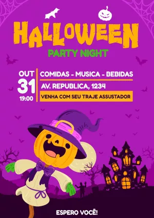 Convite de Halloween Assustador com Abóbora para Editar Online